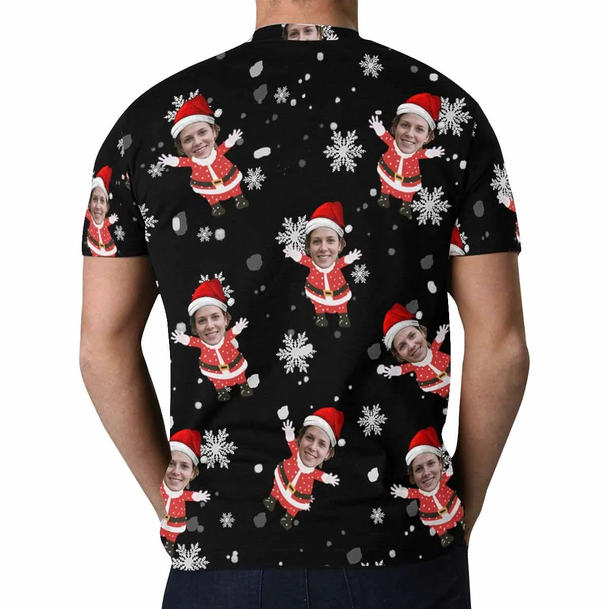 Custom Face Tee Snowflake Personalized Men's All Over Print T-shirt Put Your Face on A Shirt