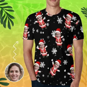Custom Face Tee Snowflake Personalized Men's All Over Print T-shirt Put Your Face on A Shirt
