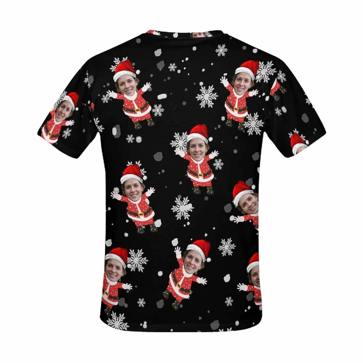 Custom Face Tee Snowflake Personalized Men's All Over Print T-shirt Put Your Face on A Shirt