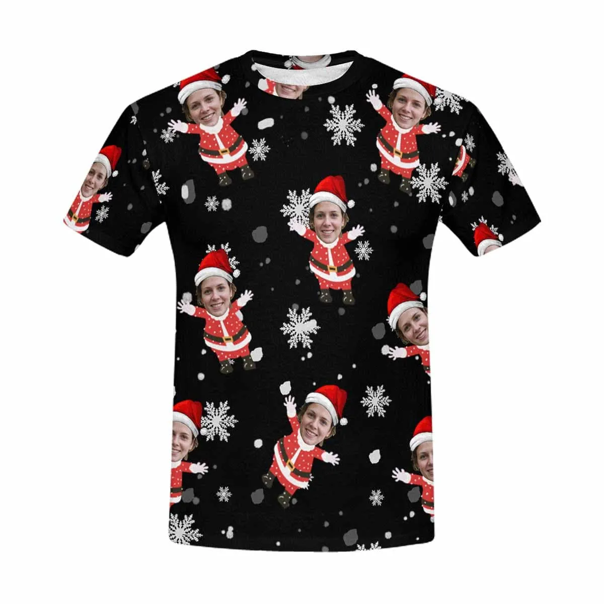 Custom Face Tee Snowflake Personalized Men's All Over Print T-shirt Put Your Face on A Shirt