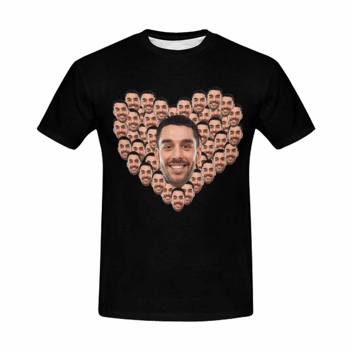 Custom Father Face Shirts Love Heart Shape Men's All Over Print T-shirt with Personalized Pictures