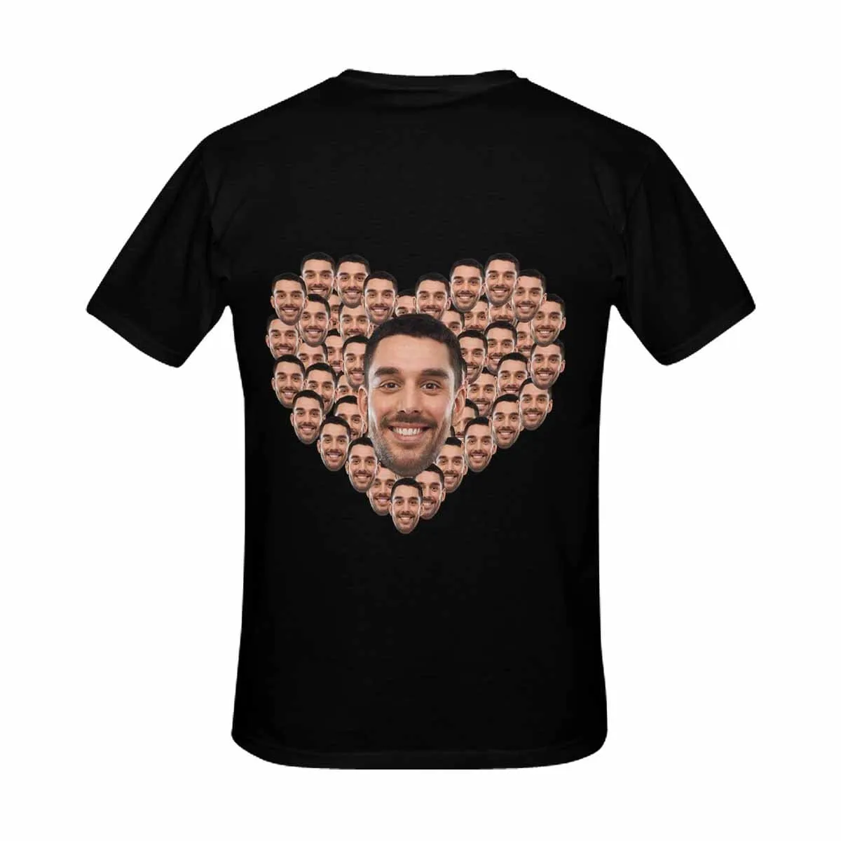 Custom Father Face Shirts Love Heart Shape Men's All Over Print T-shirt with Personalized Pictures