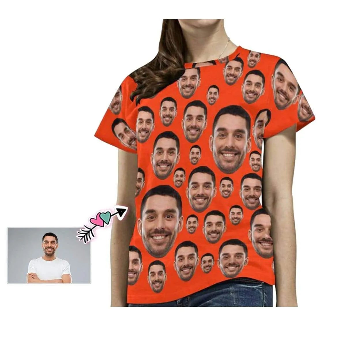 Custom My Face on A Shirt Red Simple Women's All Over Print T-shirt