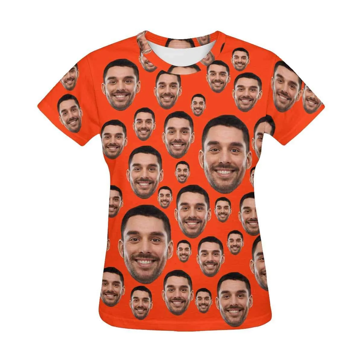 Custom My Face on A Shirt Red Simple Women's All Over Print T-shirt