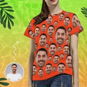 Custom My Face on A Shirt Red Simple Women's All Over Print T-shirt