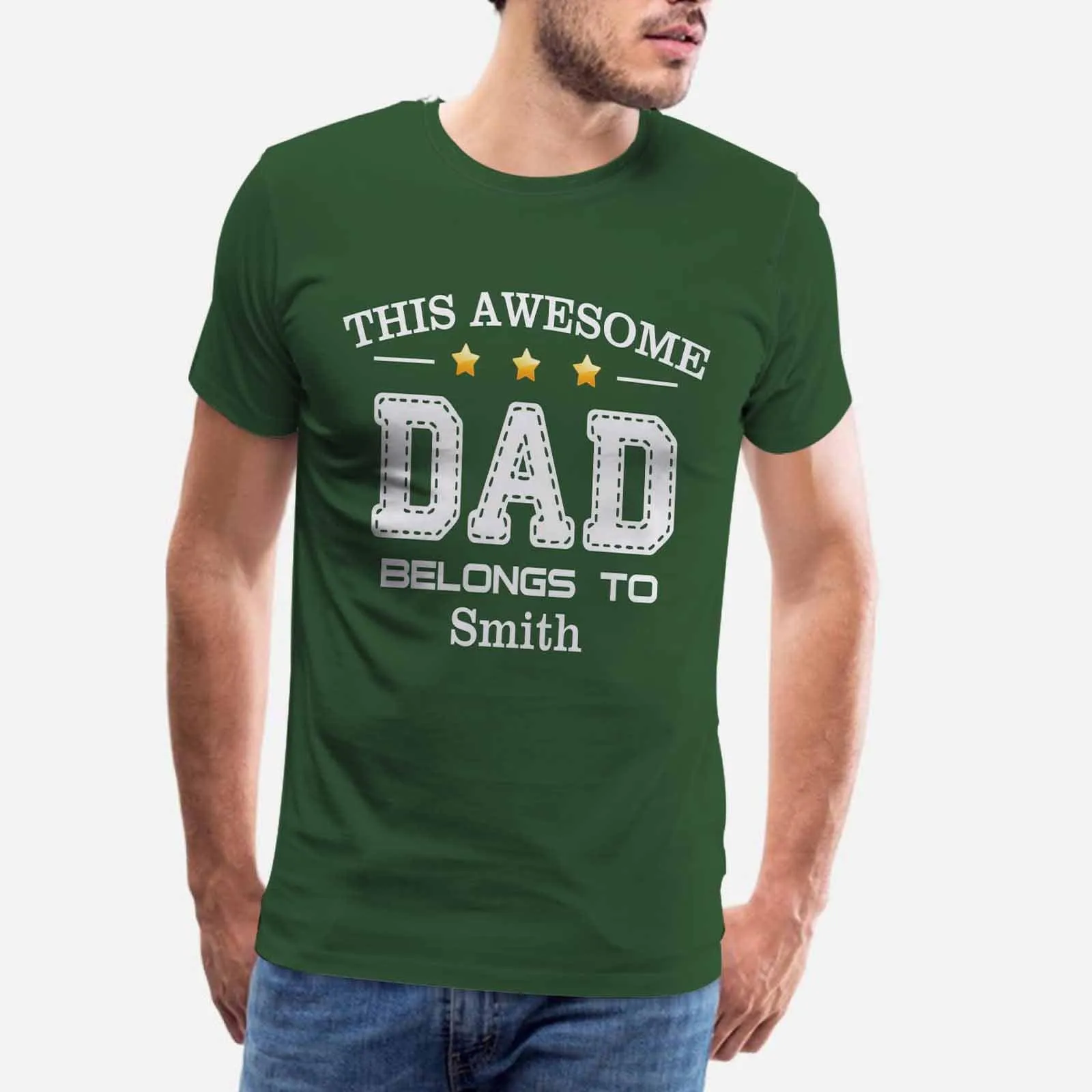 Custom Name Awesome Dad Tee Men's All Over Print T-shirt Put Your Face on Shirt for Father's Day