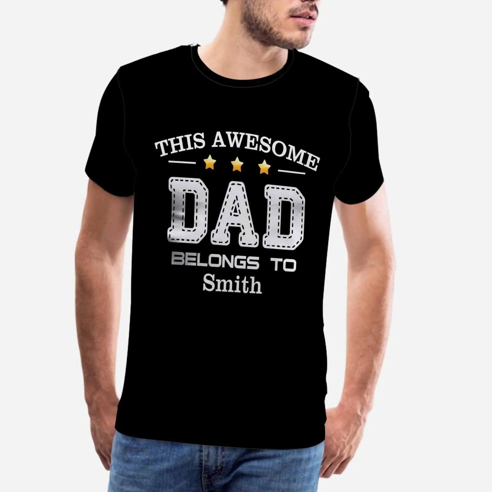 Custom Name Awesome Dad Tee Men's All Over Print T-shirt Put Your Face on Shirt for Father's Day