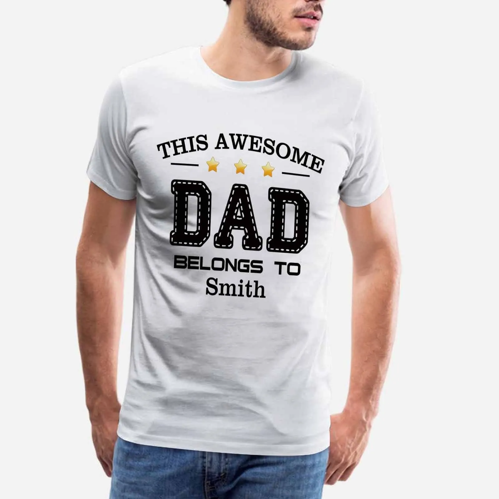 Custom Name Awesome Dad Tee Men's All Over Print T-shirt Put Your Face on Shirt for Father's Day