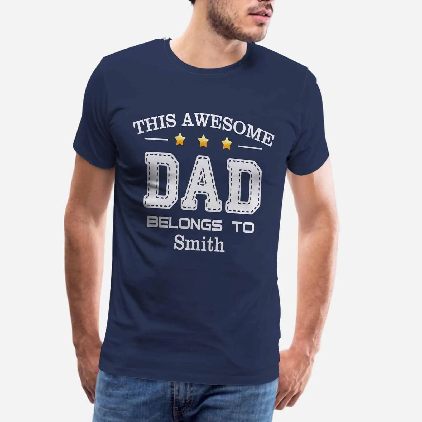 Custom Name Awesome Dad Tee Men's All Over Print T-shirt Put Your Face on Shirt for Father's Day