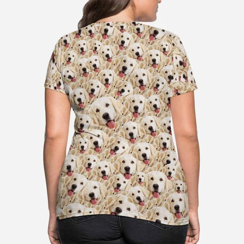 Custom Pet Face Tee Women's All Over Print T-shirt Personalized Your Own Shirts Gift for Female