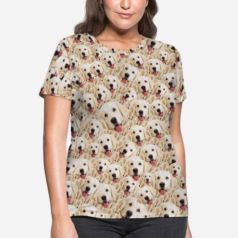 Custom Pet Face Tee Women's All Over Print T-shirt Personalized Your Own Shirts Gift for Female