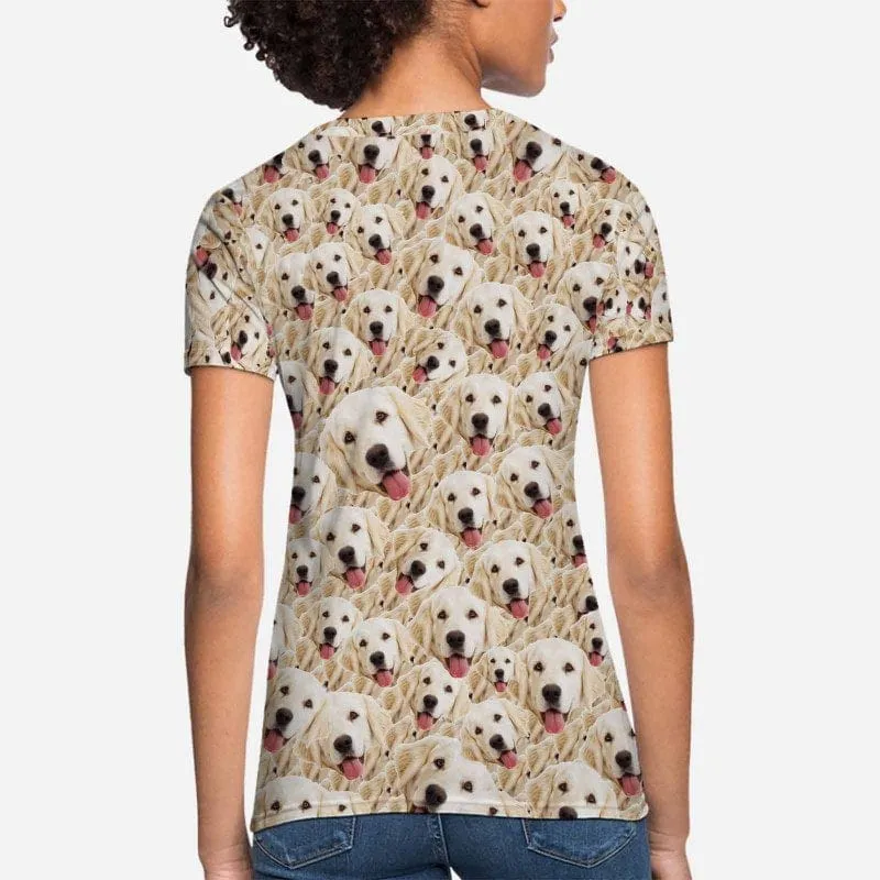 Custom Pet Face Tee Women's All Over Print T-shirt Personalized Your Own Shirts Gift for Female