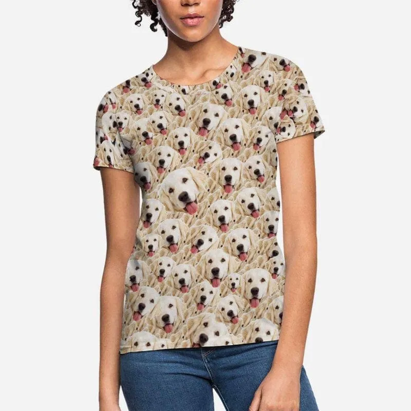 Custom Pet Face Tee Women's All Over Print T-shirt Personalized Your Own Shirts Gift for Female