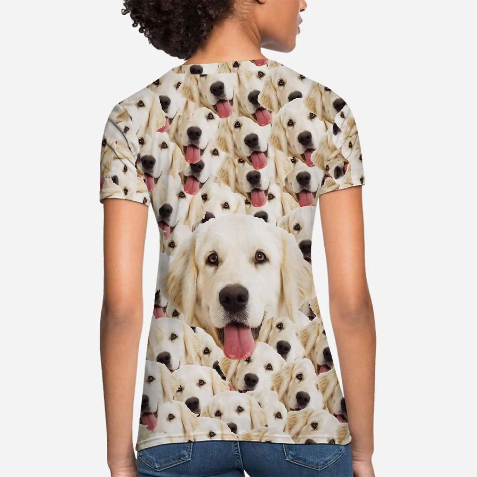 Custom Pet Shirts Personalized Face Tee Dog Photo on Shirts Women's All Over Print T-shirt Funny Gift