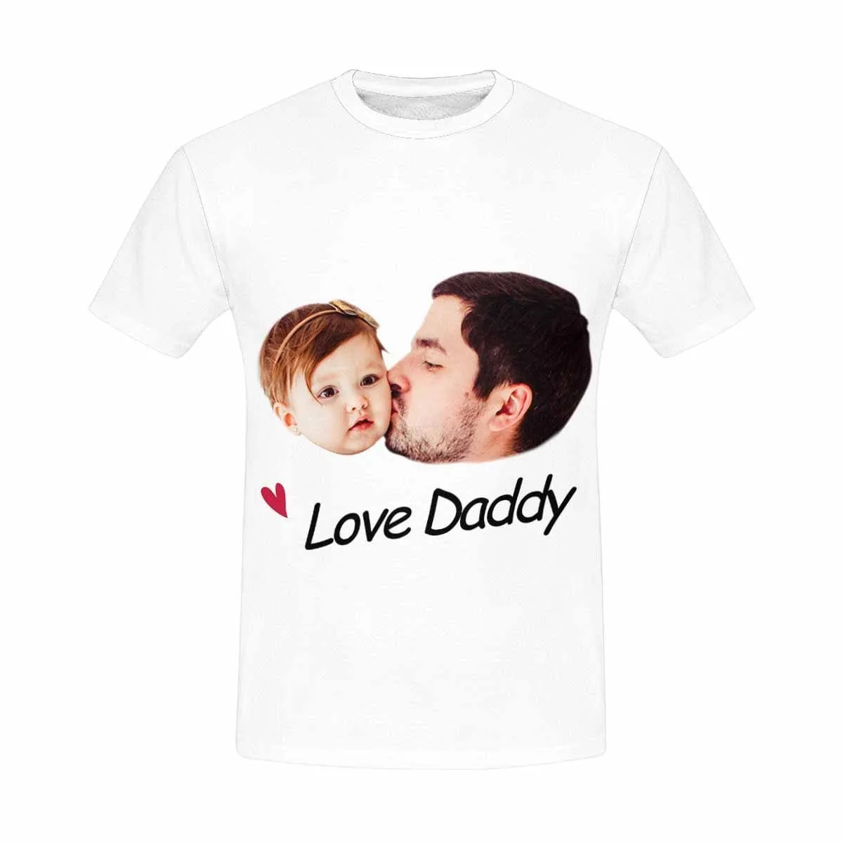 Custom Photo Love Daddy Tee Shirt Men's All Over Print T-shirt Put Your Faces on A Shirt for Father's Day Gift