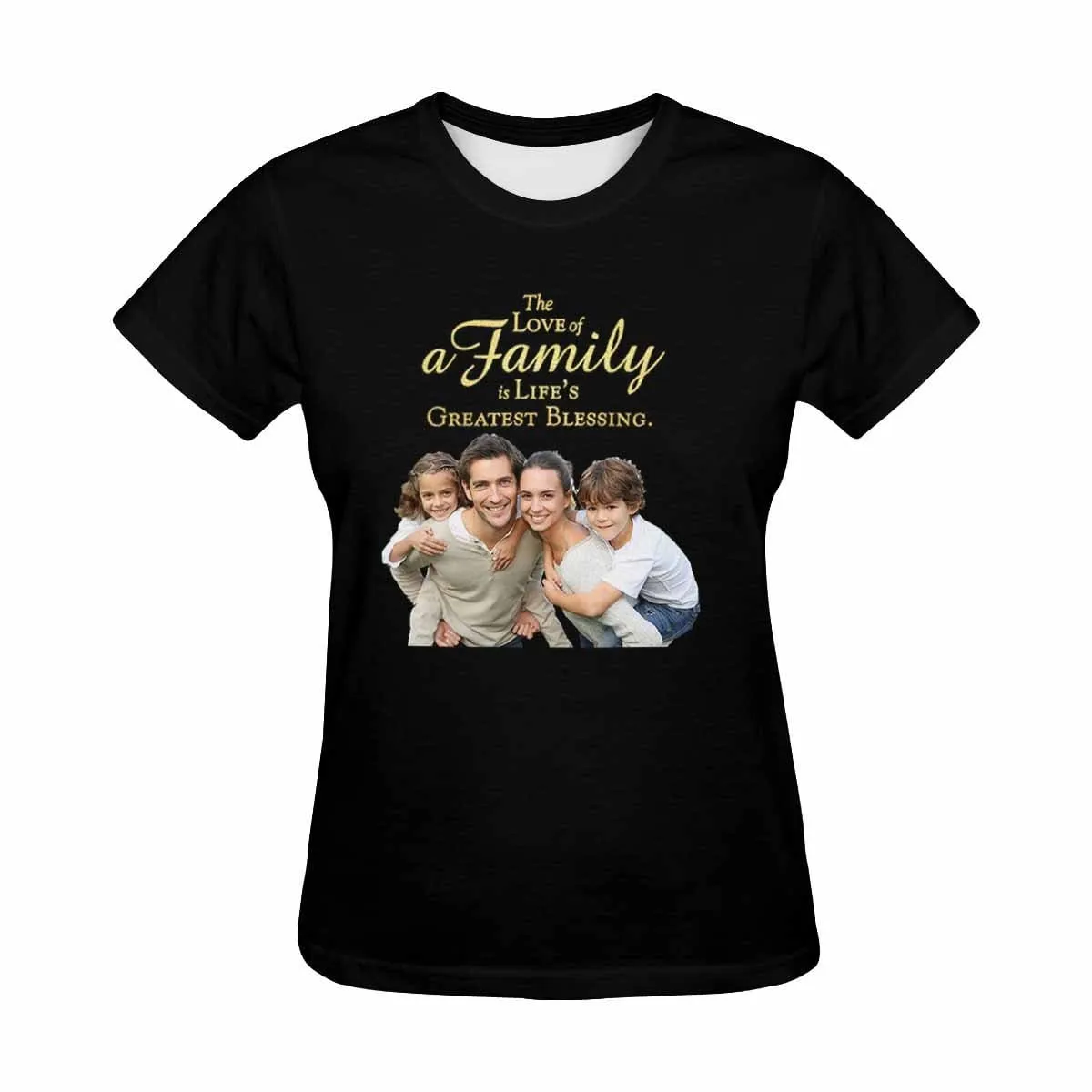 Custom Photo Shirt Blessing Family Women's All Over Print T-shirt Design Tee with Picture For Mum