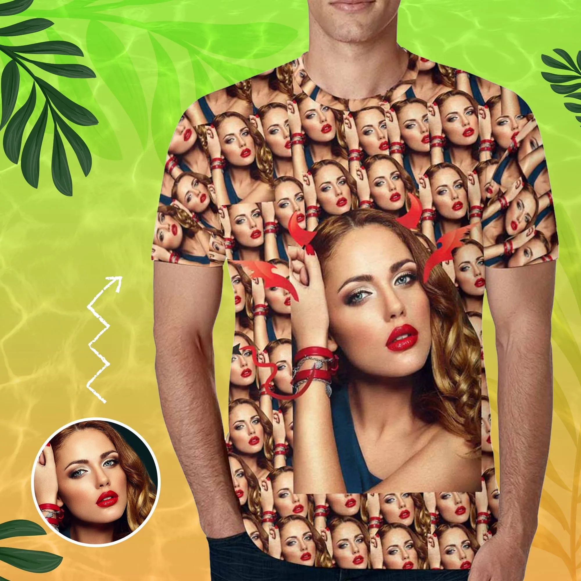 Custom Shirts with Faces Devil Personalized Men's All Over Print T-shirt