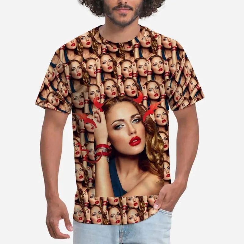 Custom Shirts with Faces Devil Personalized Men's All Over Print T-shirt