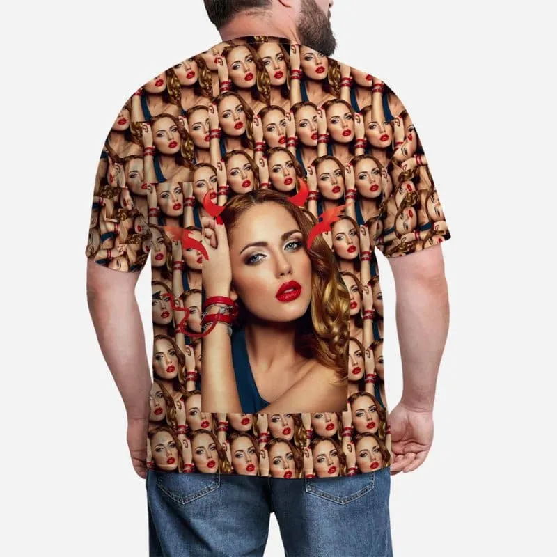 Custom Shirts with Faces Devil Personalized Men's All Over Print T-shirt