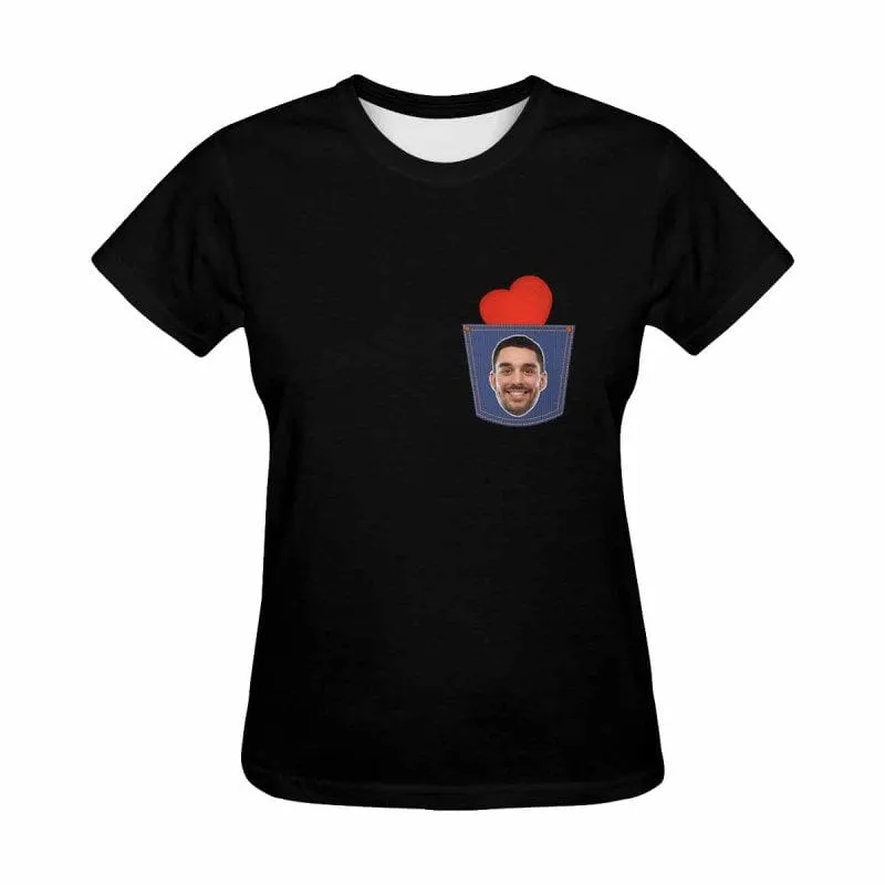 Custom Shirts with Faces Heart Women's All Over Print T-shirt Design Your Own Shirts Gift for Memorial Day