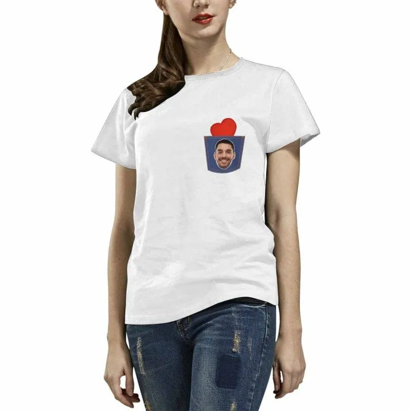 Custom Shirts with Faces Heart Women's All Over Print T-shirt Design Your Own Shirts Gift for Memorial Day