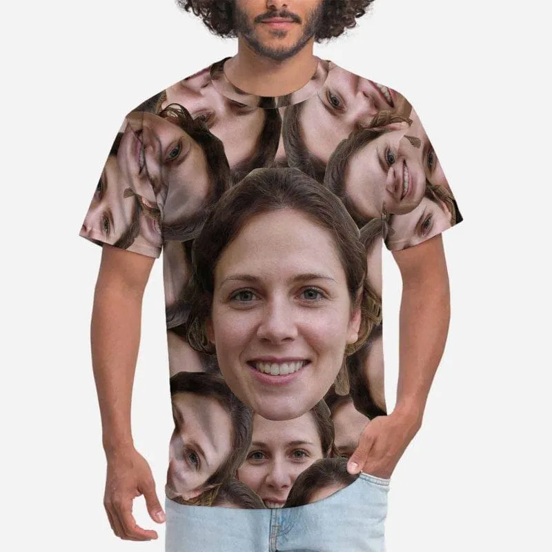 Custom Shirts with Girlfriend Face Personalized Men's All Over Print T-shirt