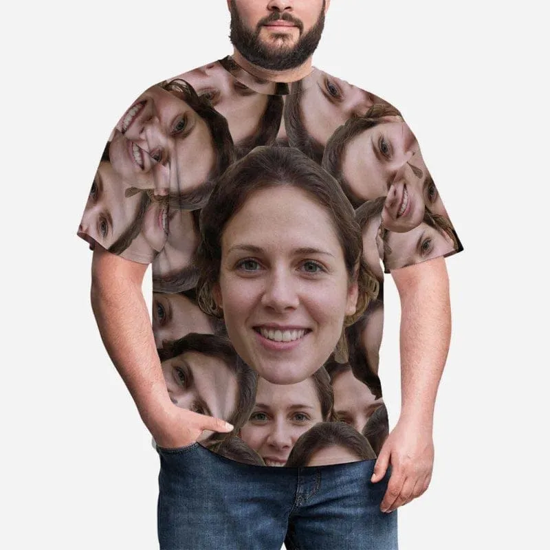 Custom Shirts with Girlfriend Face Personalized Men's All Over Print T-shirt