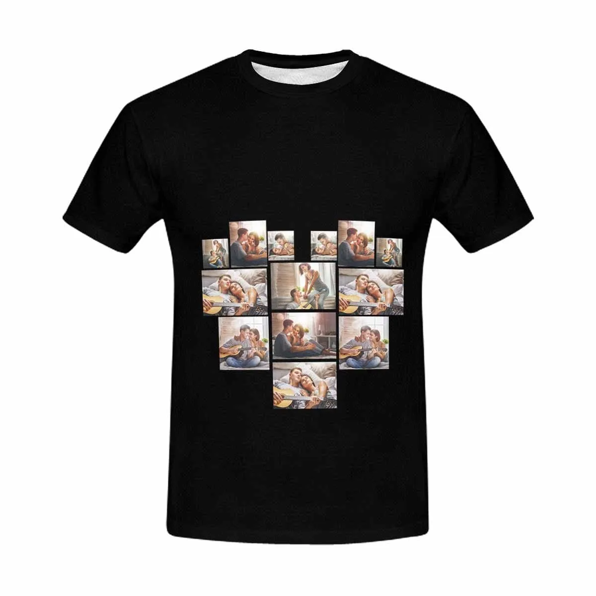 Custom Shirts with Photo Love Stitching Couple Men's All Over Print T-shirt with Personalized Pictures