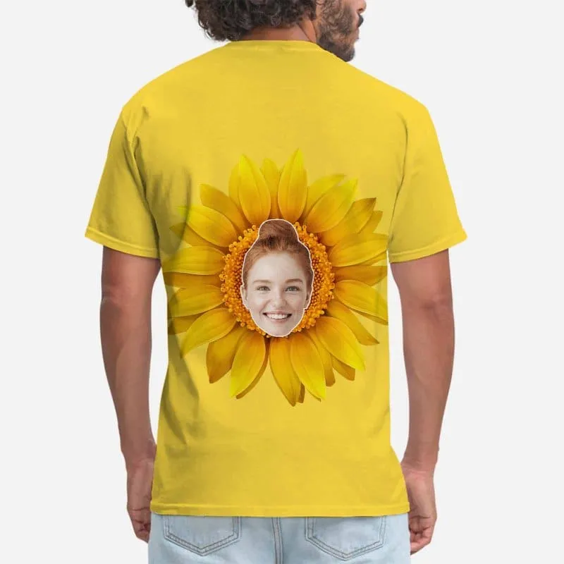 Custom Sunflower Shirts with Faces Personalized Men's All Over Print T-shirt Put Your Face on Shirt Gift
