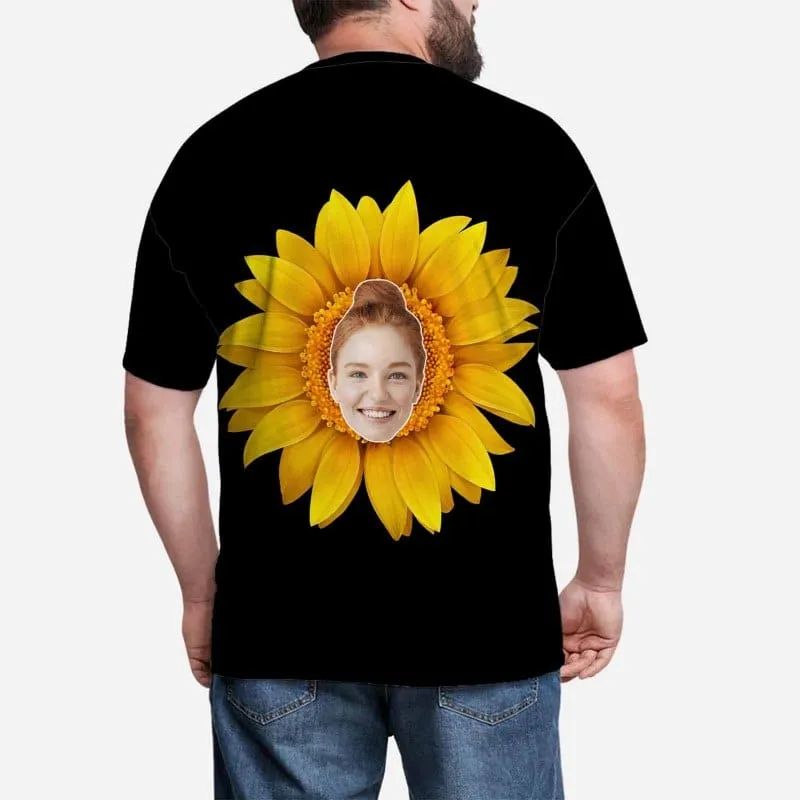 Custom Sunflower Shirts with Faces Personalized Men's All Over Print T-shirt Put Your Face on Shirt Gift