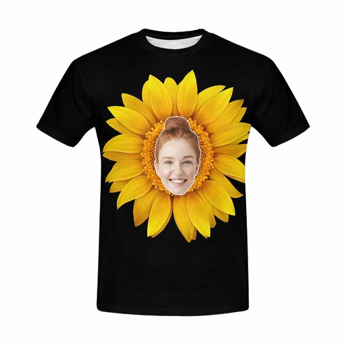 Custom Sunflower Shirts with Faces Personalized Men's All Over Print T-shirt Put Your Face on Shirt Gift