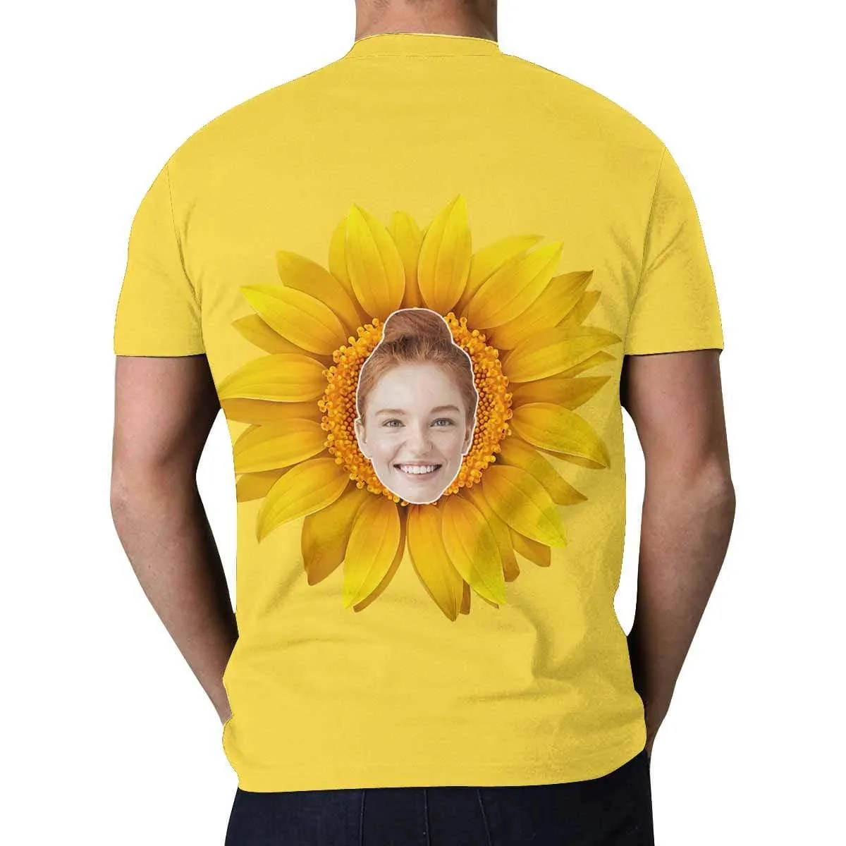 Custom Sunflower Shirts with Faces Personalized Men's All Over Print T-shirt Put Your Face on Shirt Gift