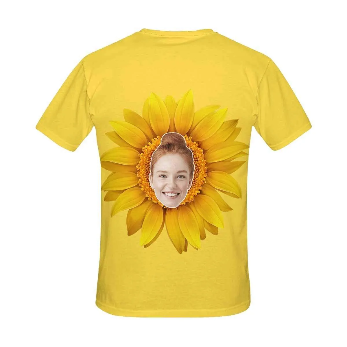 Custom Sunflower Shirts with Faces Personalized Men's All Over Print T-shirt Put Your Face on Shirt Gift