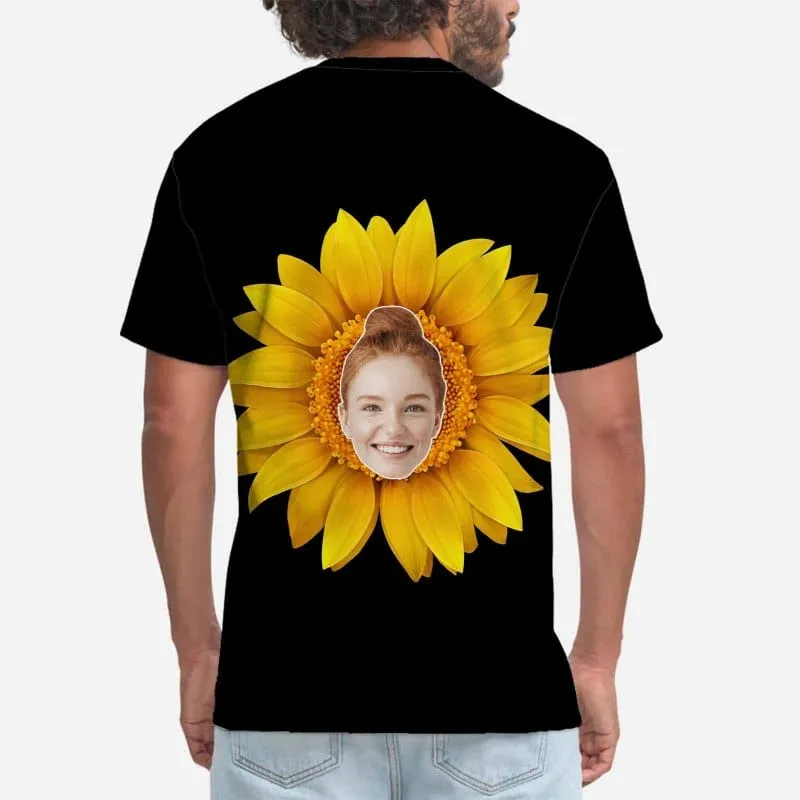 Custom Sunflower Shirts with Faces Personalized Men's All Over Print T-shirt Put Your Face on Shirt Gift