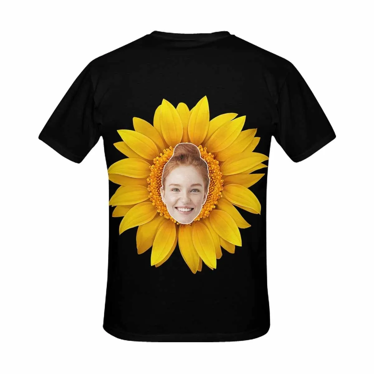 Custom Sunflower Shirts with Faces Personalized Men's All Over Print T-shirt Put Your Face on Shirt Gift