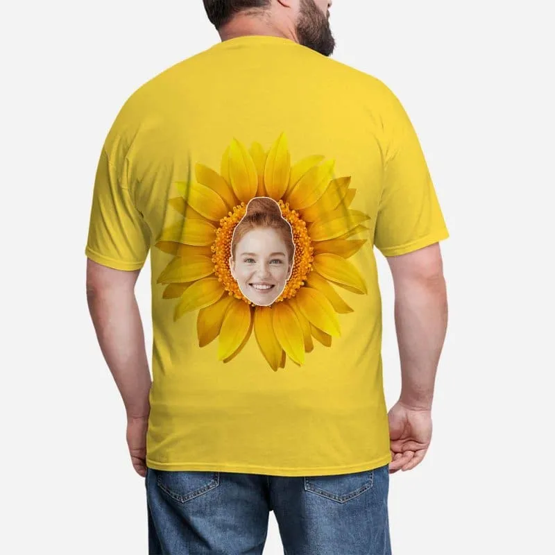 Custom Sunflower Shirts with Faces Personalized Men's All Over Print T-shirt Put Your Face on Shirt Gift