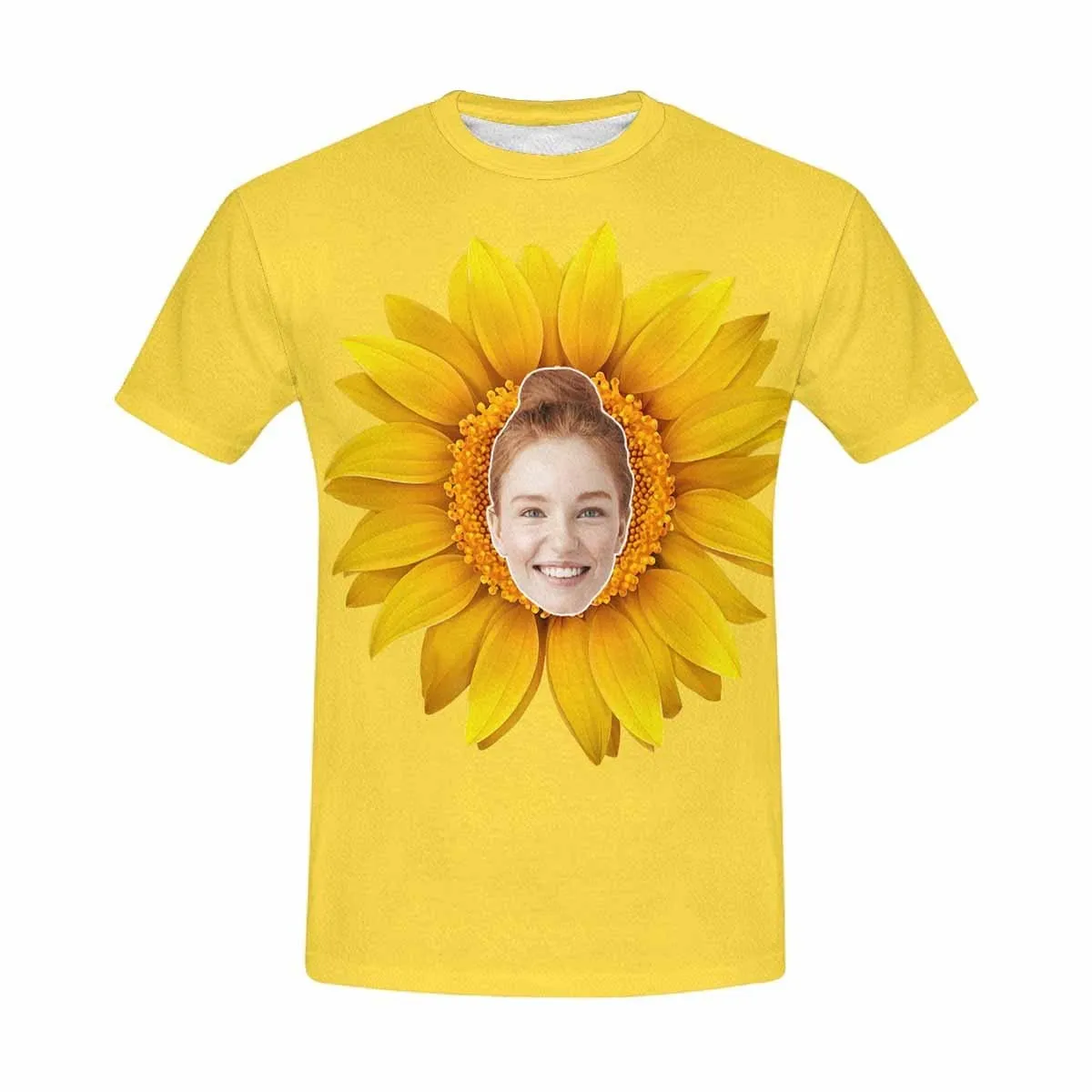 Custom Sunflower Shirts with Faces Personalized Men's All Over Print T-shirt Put Your Face on Shirt Gift