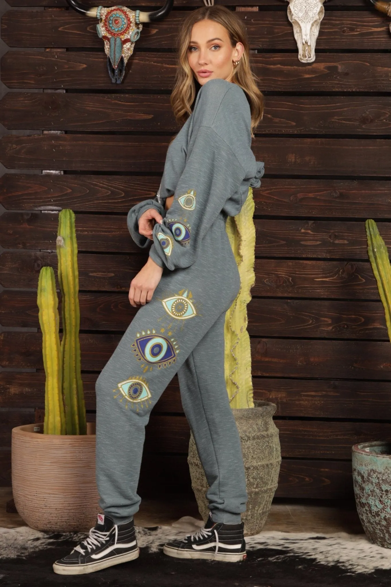 Dark Grey Evil Eye Sweatpants