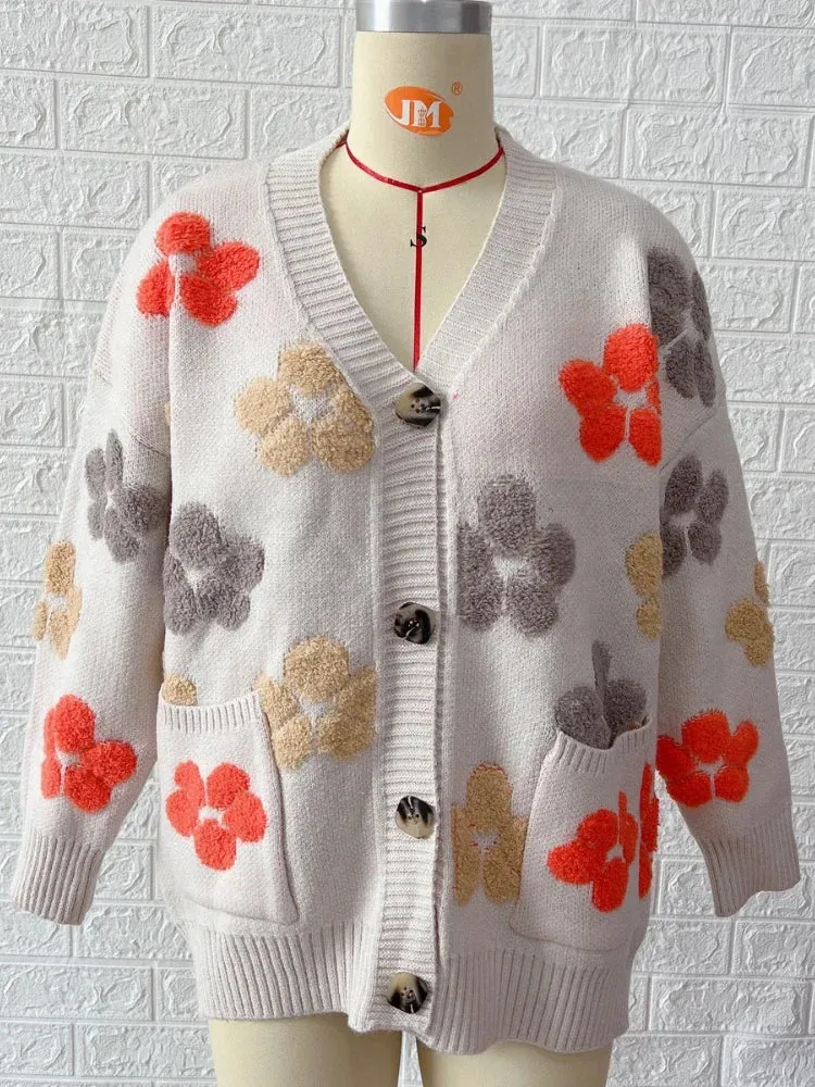 Floral Printed Button Front Design Fashion Cardigans - Ailime Designs