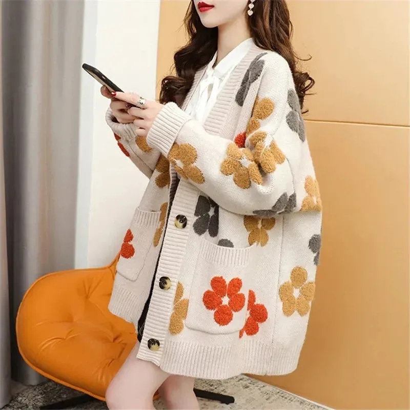 Floral Printed Button Front Design Fashion Cardigans - Ailime Designs
