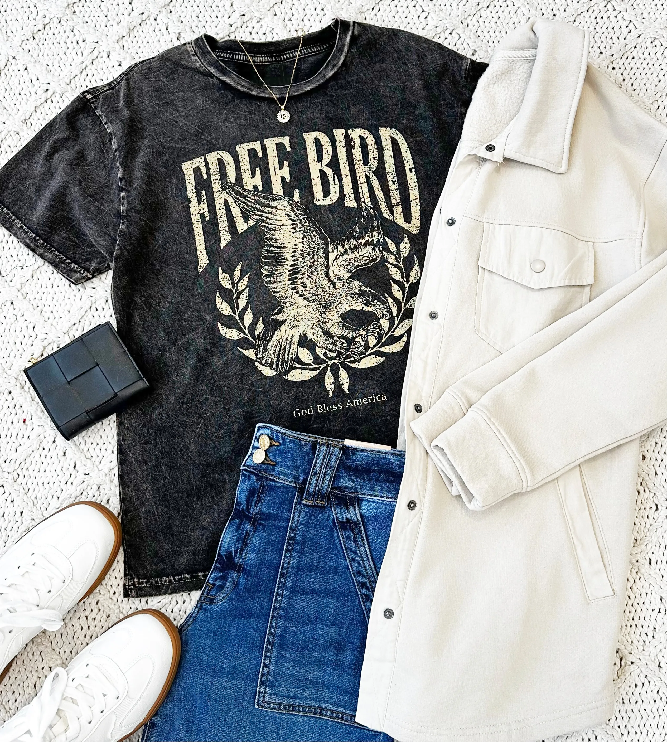 Free Bird Mineral Washed Tee - 2 Colors!