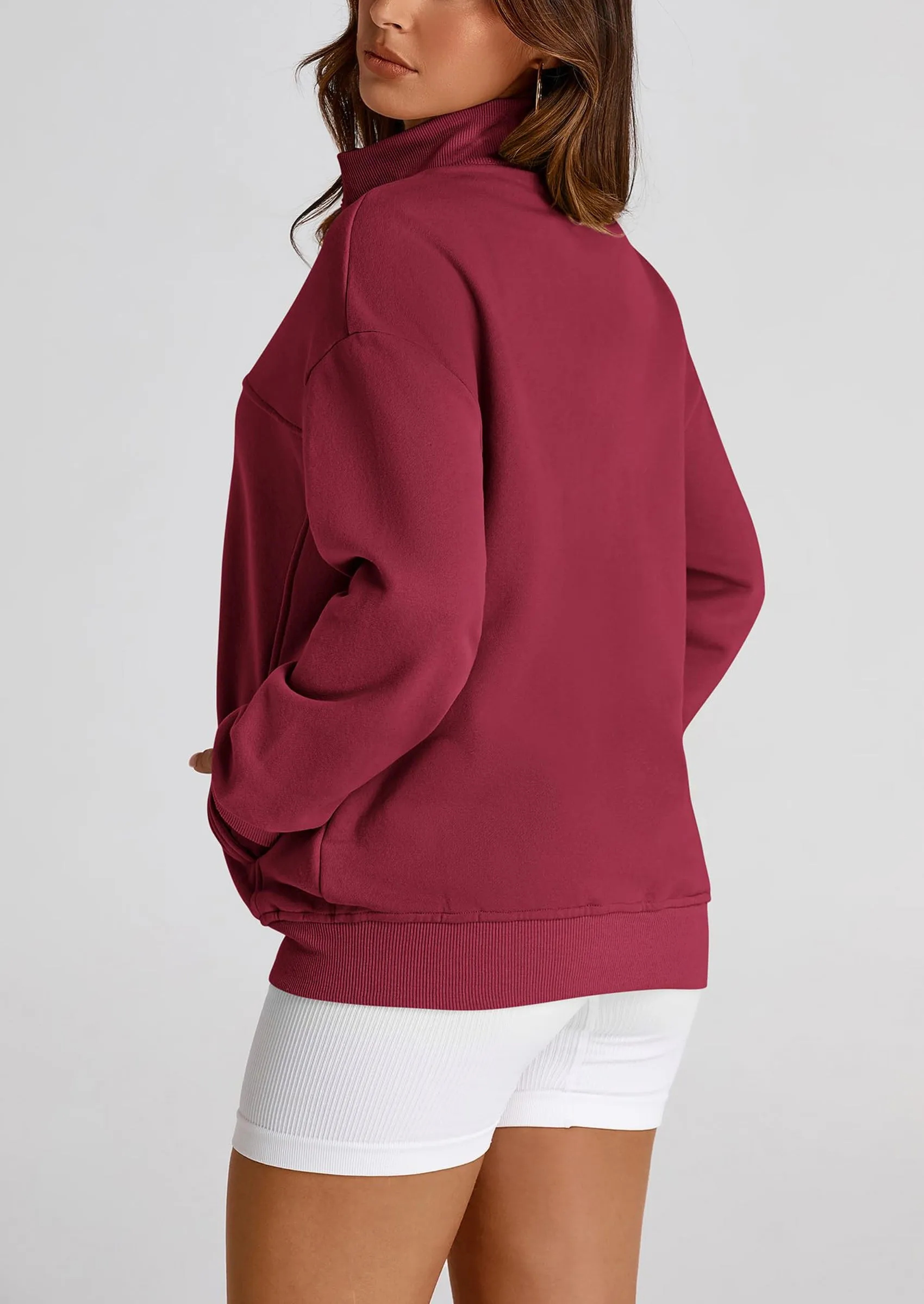 Full Zip Up Long Sleeve Loose Fit Trendy Casual Cardigan with Pockets