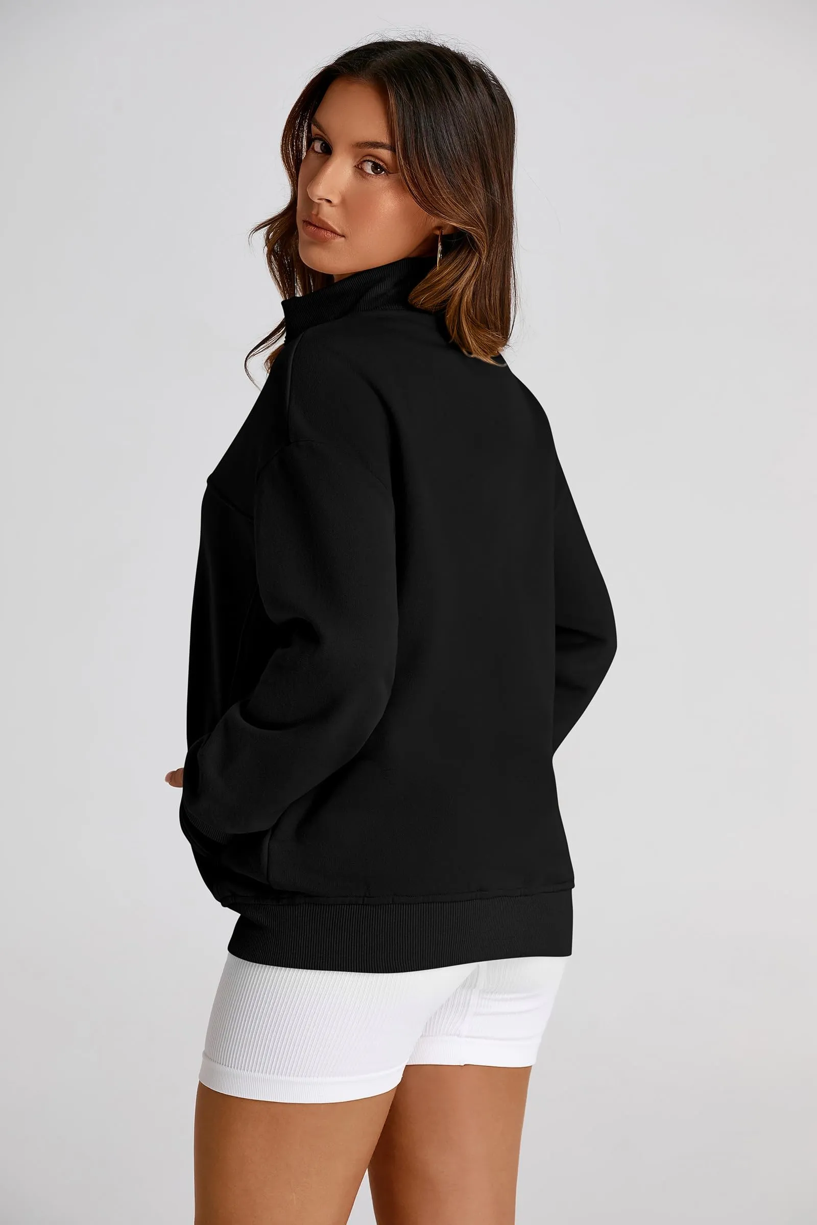 Full Zip Up Long Sleeve Loose Fit Trendy Casual Cardigan with Pockets