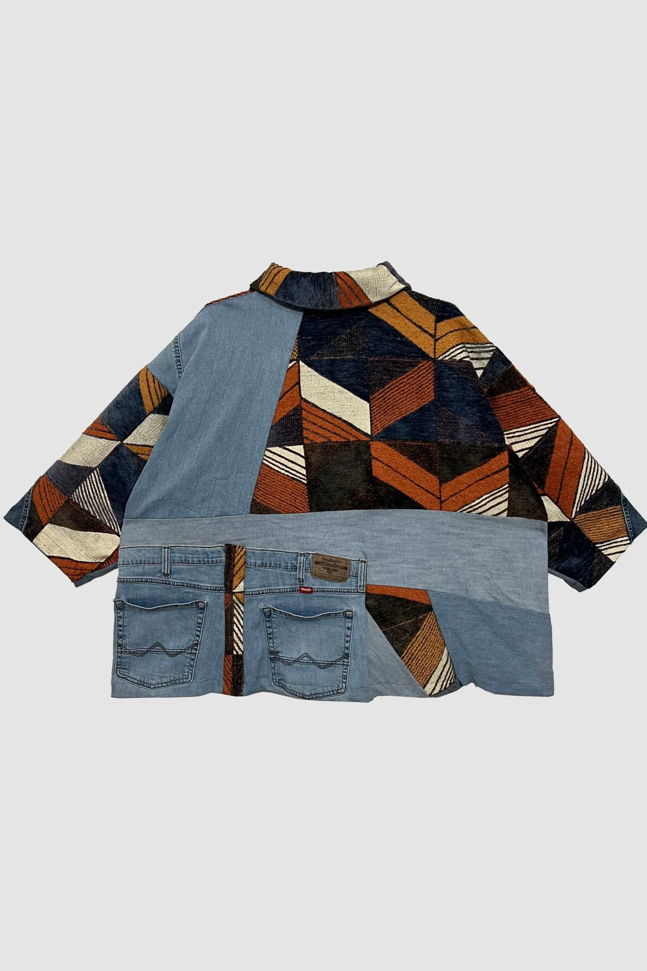 Geometric Denim Unisex Jacket in Size 1