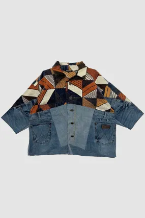 Geometric Denim Unisex Jacket in Size 1