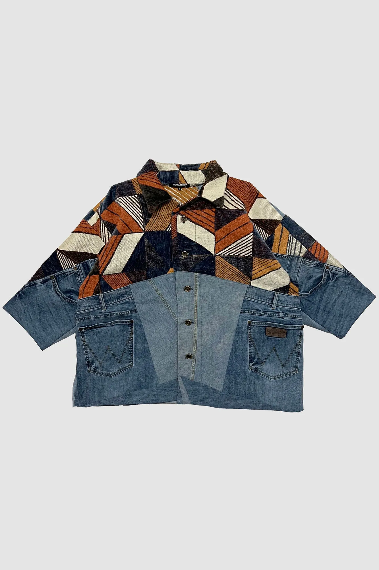 Geometric Denim Unisex Jacket in Size 1