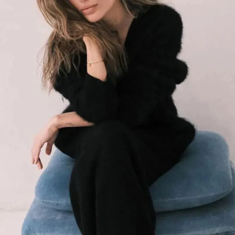 Girlary Elegant Mohair Knitted Cardigans Loose O Neck Single Breasted Long Sleeve Sweater Fall Clothes 2024 Women Pink Cardigan Luxury