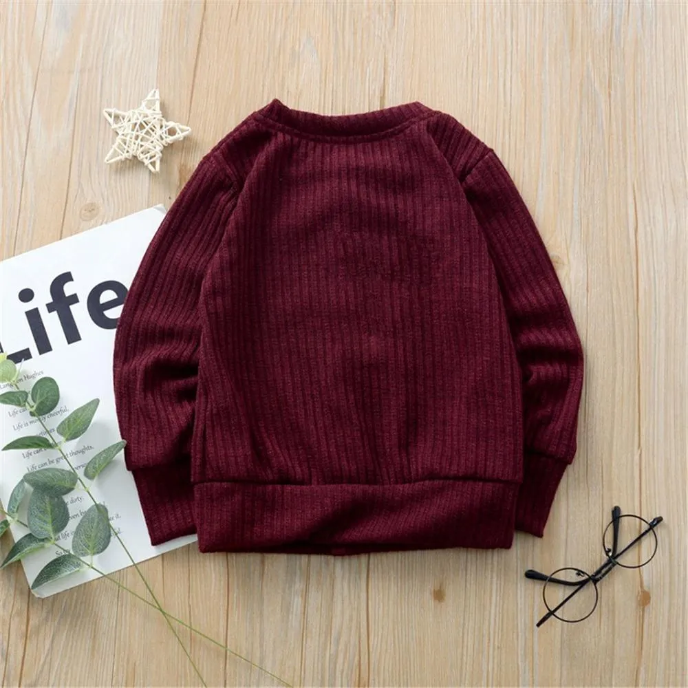 Girls Button Solid Long Sleeve Cardigan Sweaters Girls Wholesale Clothes