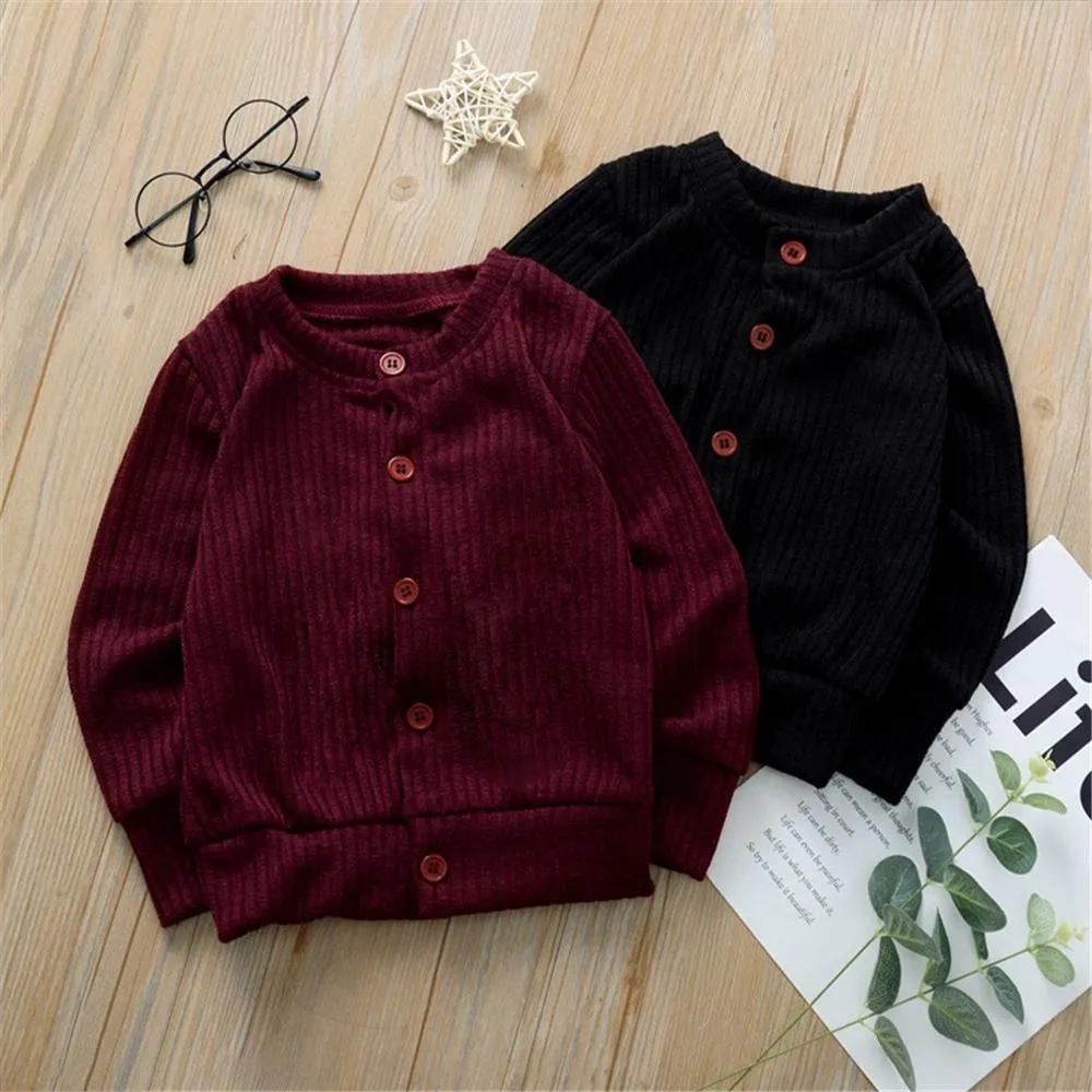 Girls Button Solid Long Sleeve Cardigan Sweaters Girls Wholesale Clothes