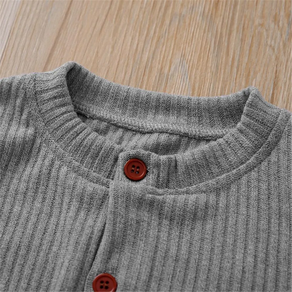 Girls Button Solid Long Sleeve Cardigan Sweaters Girls Wholesale Clothes